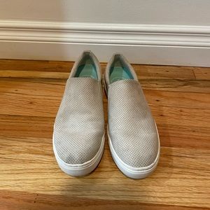 Dr.Scholl’s tan suede slip ons- size 8